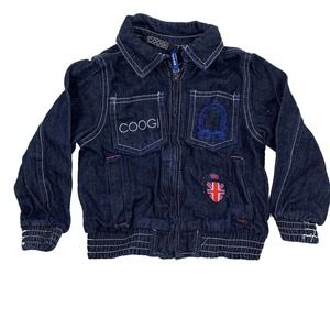 Coogi Toddler Jean Jacket Zip Up Girl’s Blue Denim Embroidered Blue Size 2T‎